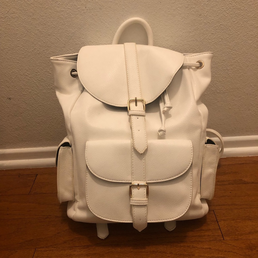 White leather backpack